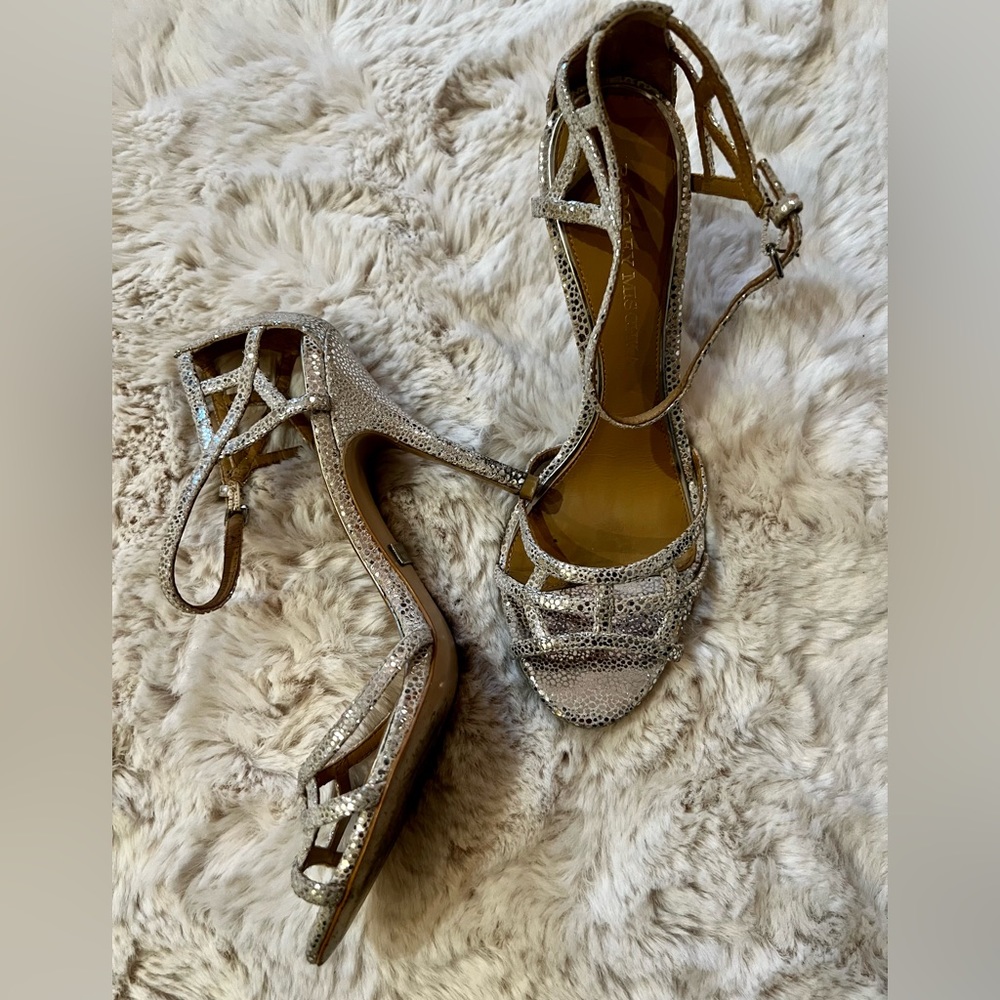 Badgley Mischka Silver Sandal Heel Size 6 US